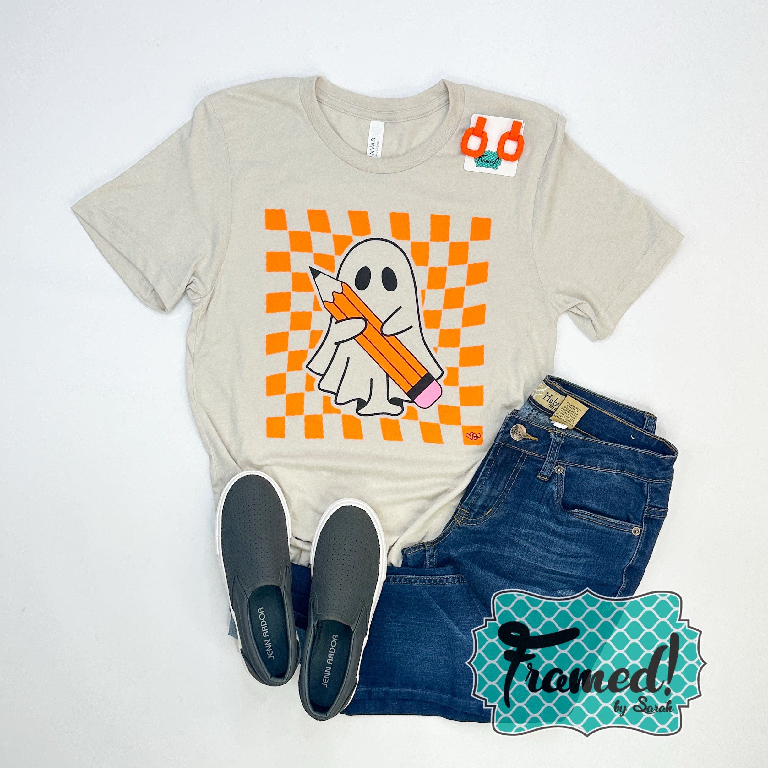 'Checkered Ghost' Teacher Graphic Tee