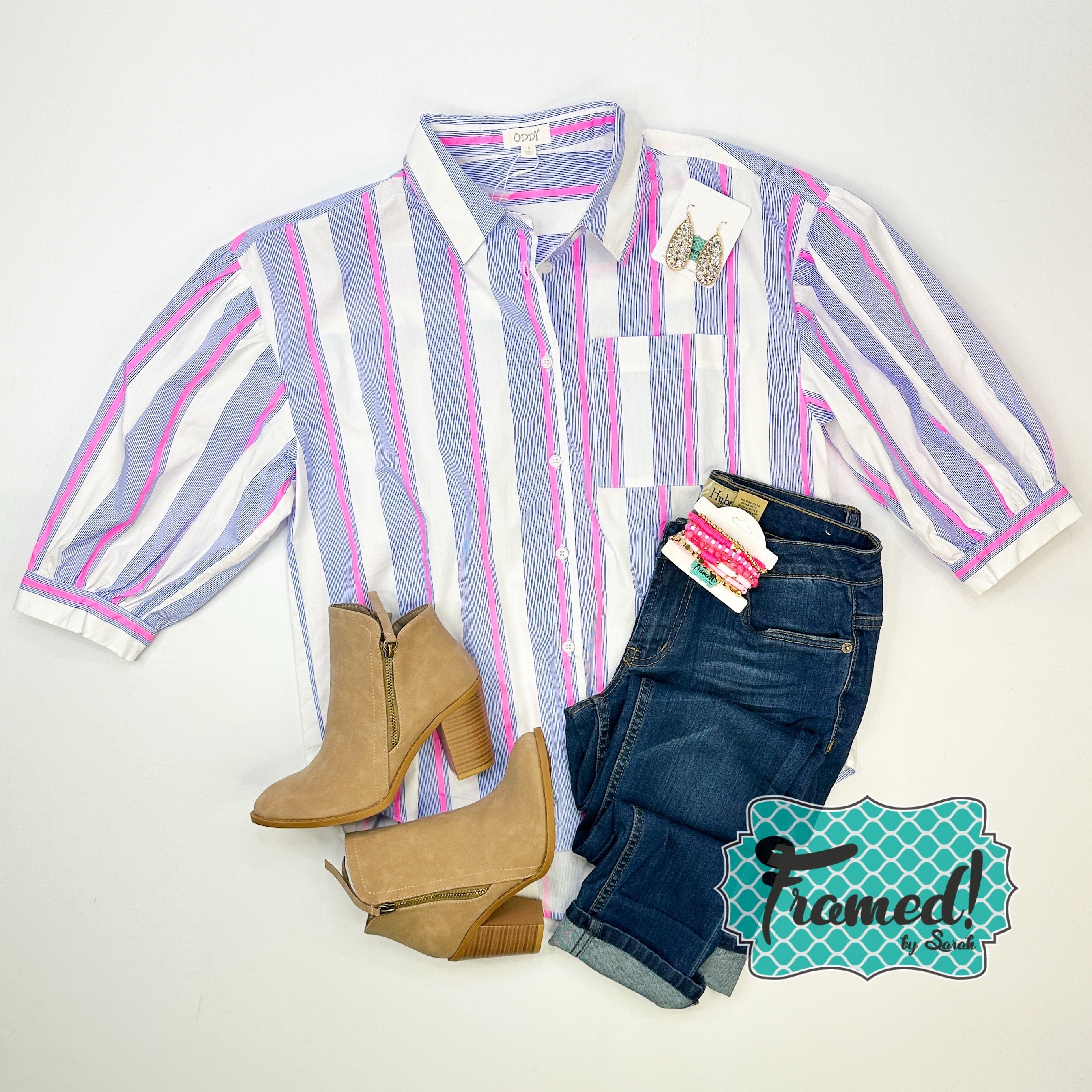 Sunset Stripes Collared Button-Down Shirt