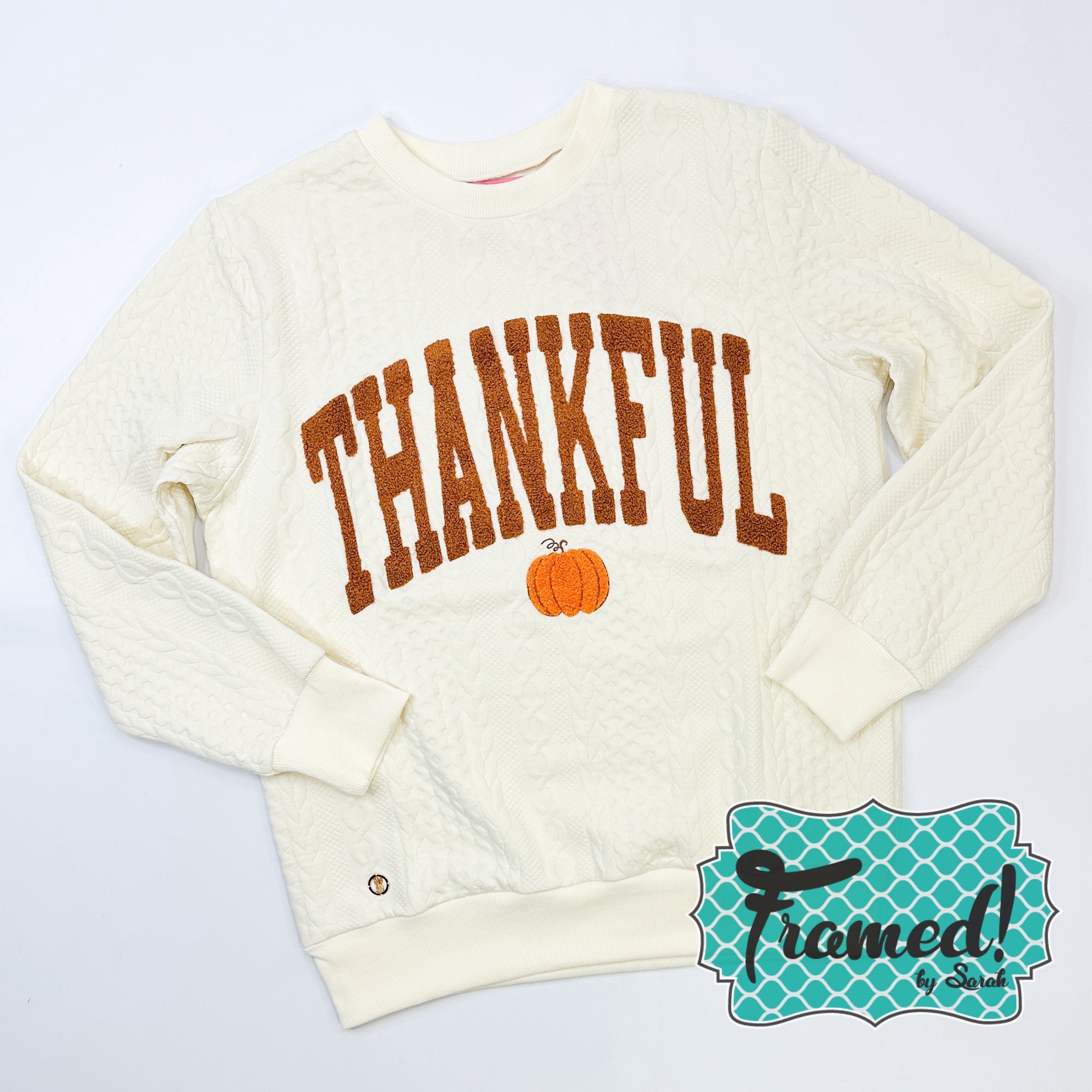 'Thankful' Braided Crewneck Sweatshirt (Small only)