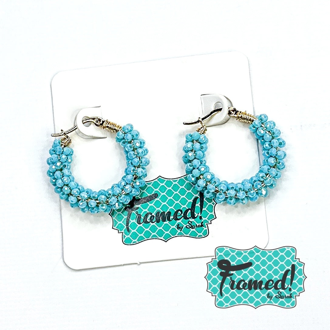 Small Turquoise Beaded Hoop Earrings