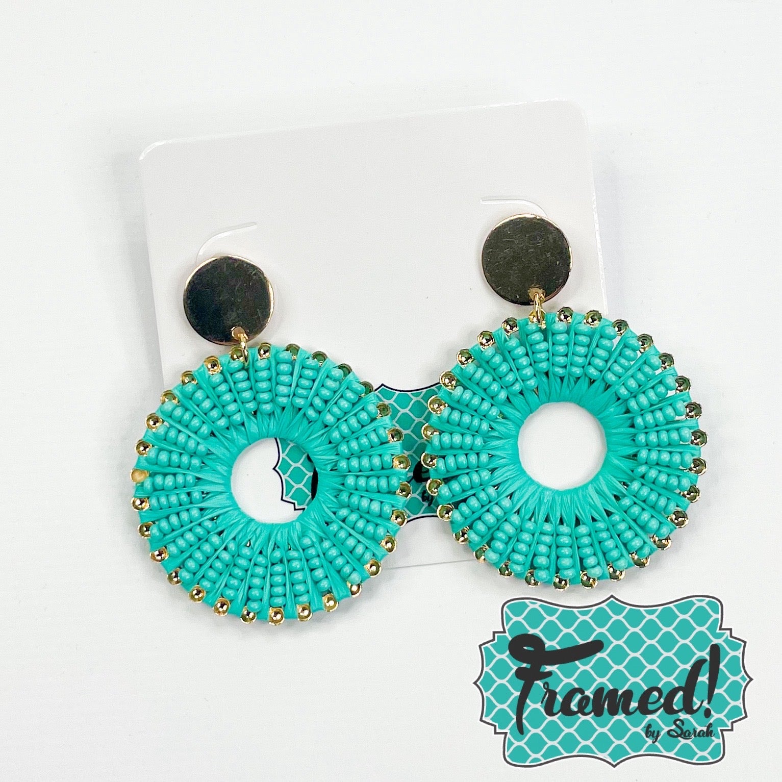 Turquoise Seed Bead Circle Earrings