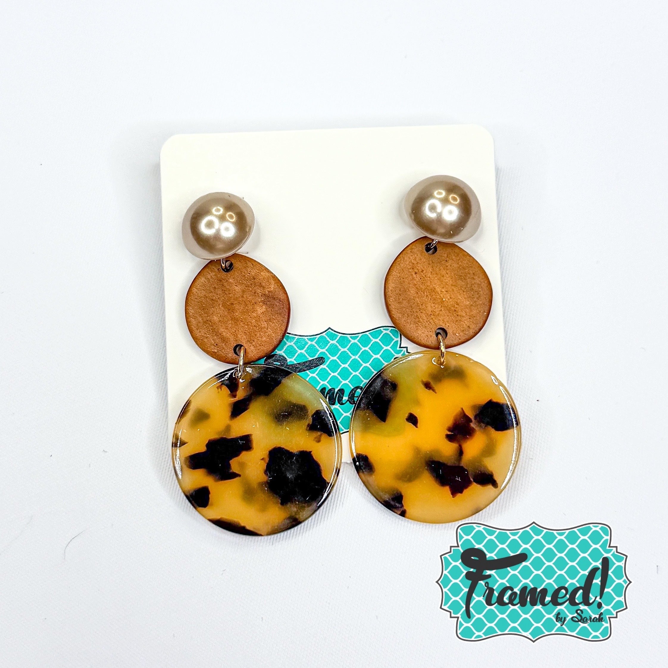Wood & Leopard Disc Earrings