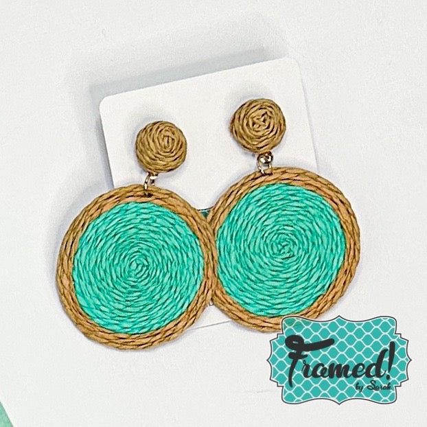 Turquoise Woven Disc Earrings