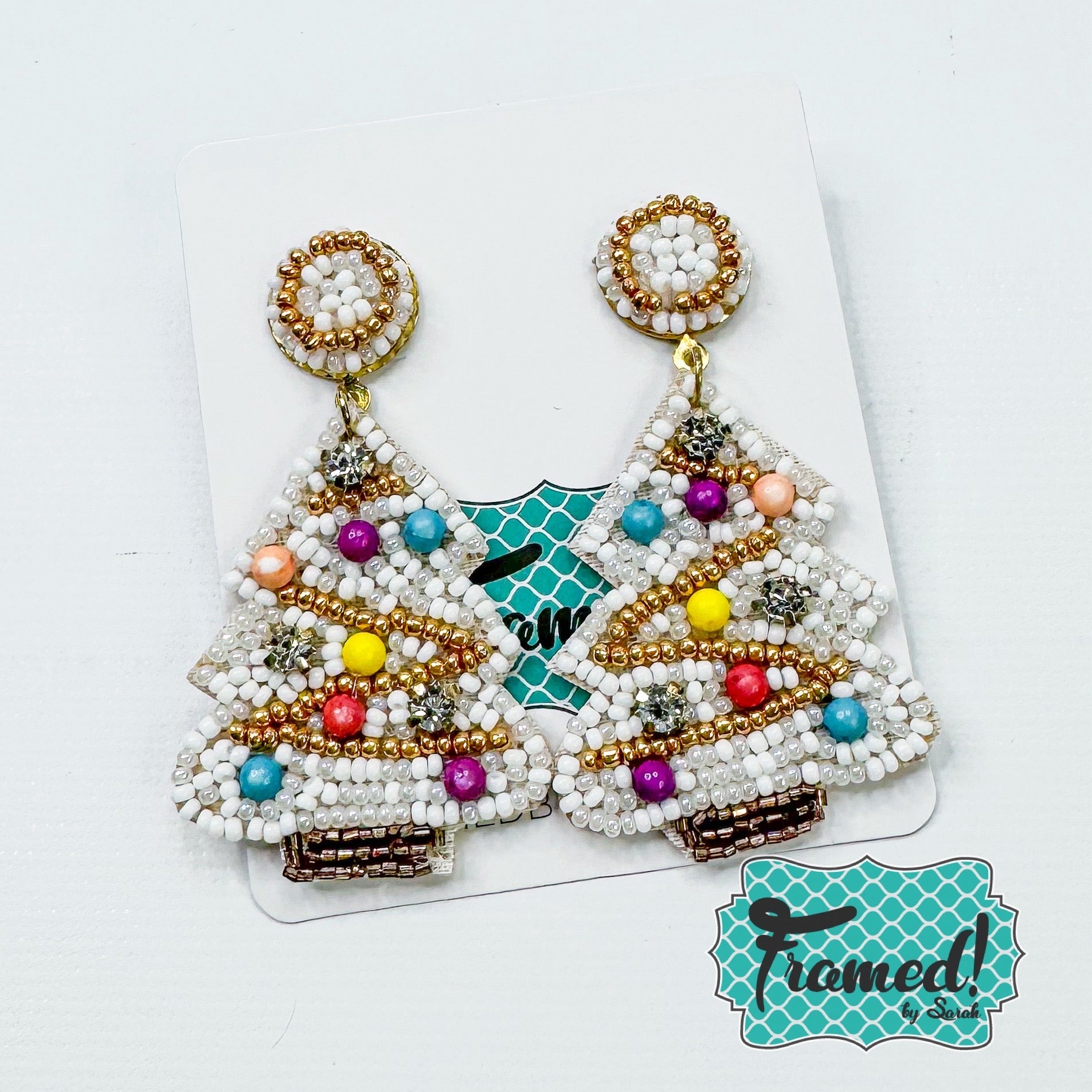 Christmas Tree Beaded Earrings