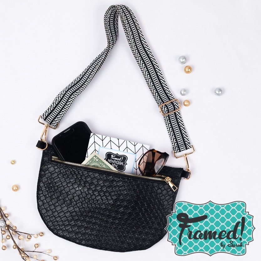 Black Woven Crossbody Purse