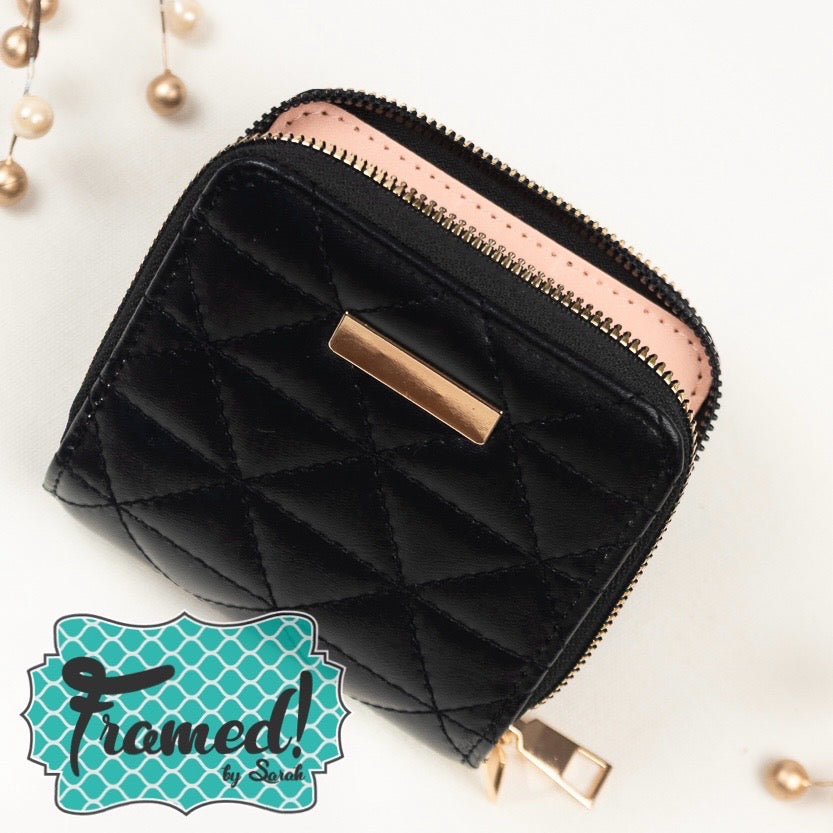 Black Double Zipper Wallet