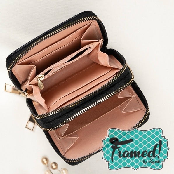 Black Double Zipper Wallet