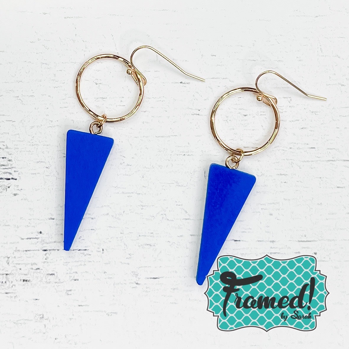 Blue Triangle Drop Earrings