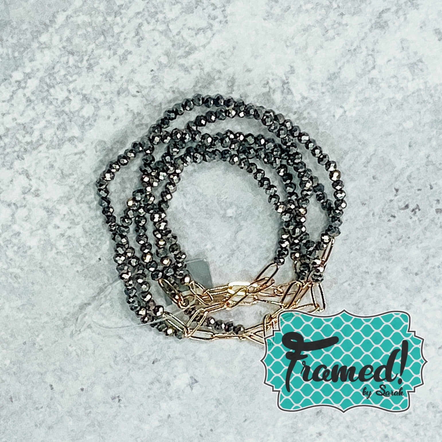 Gold Paperclip and Graphite Bracelet Stack