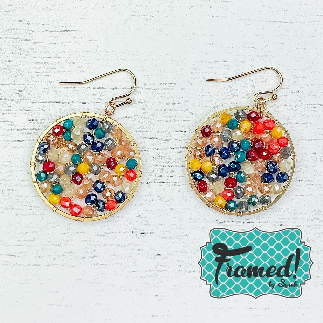 Jewel Tone Beaded Disc Earrings