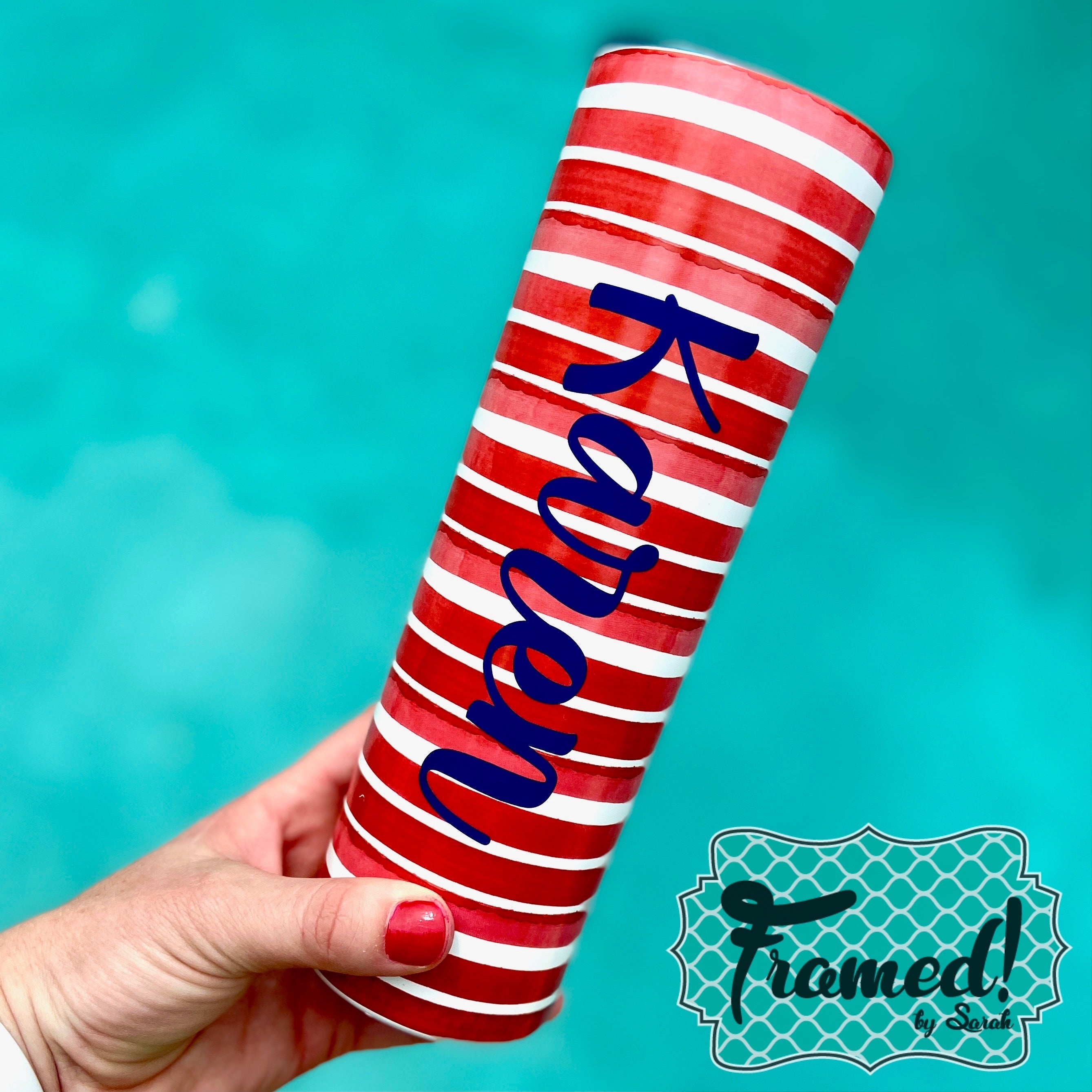 Red Striped Stainless Steel Tumbler