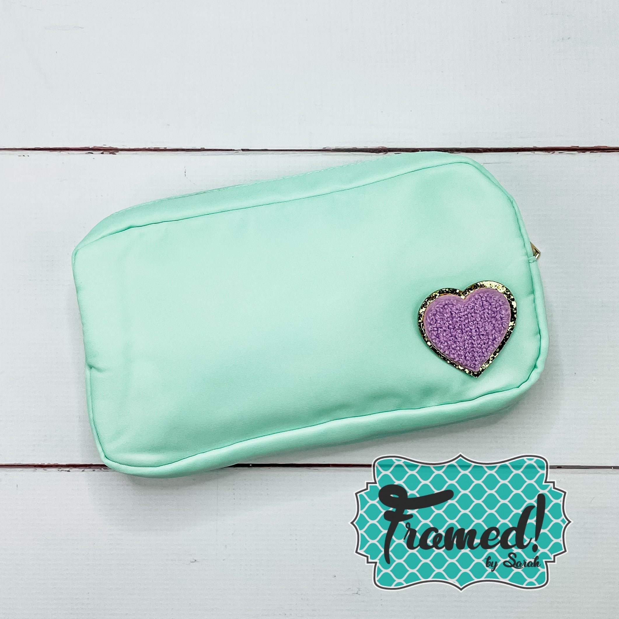 Mint Logan Accessory Bag with Chenille Heart