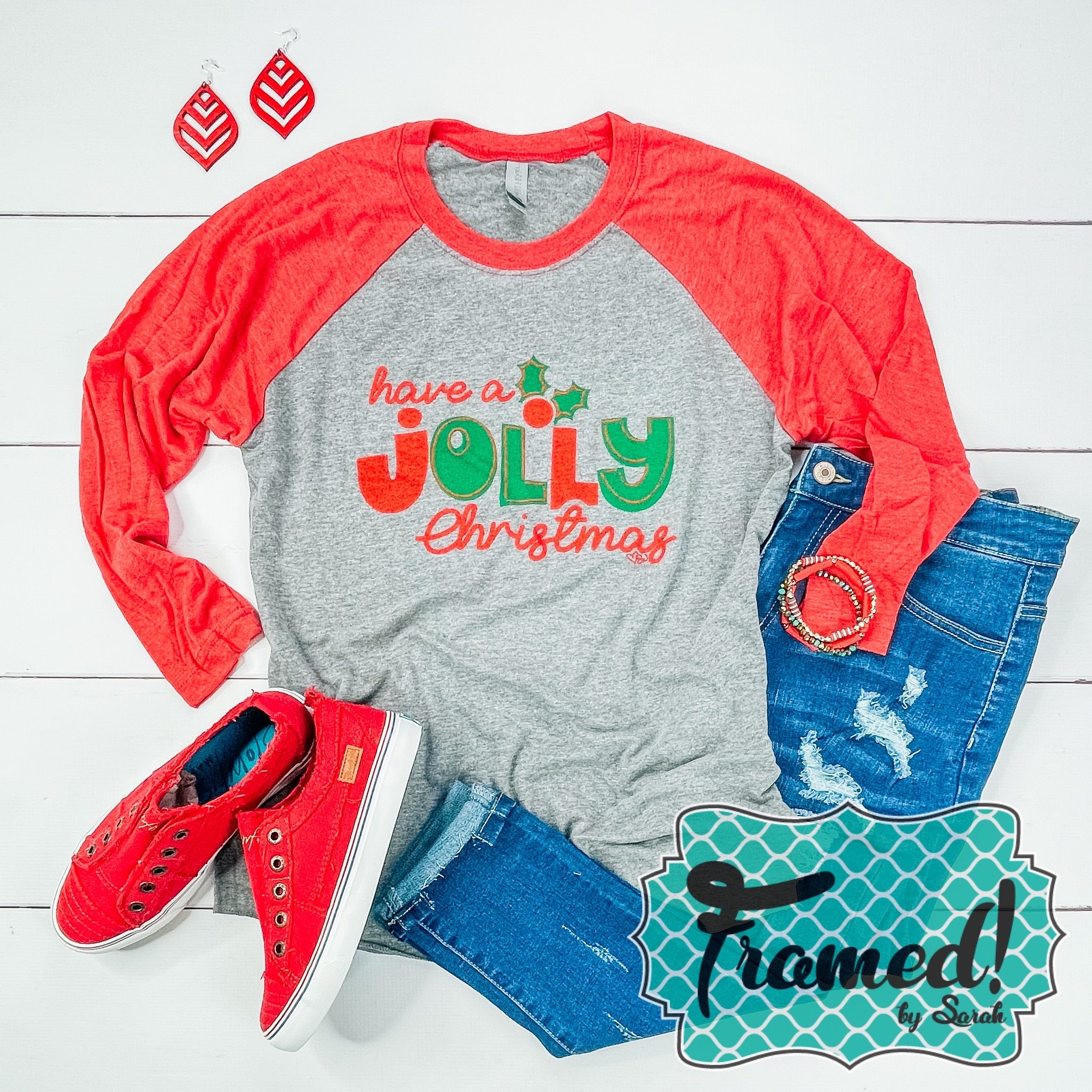 Have a Jolly Christmas Raglan (Small, 2X & 3X Only)