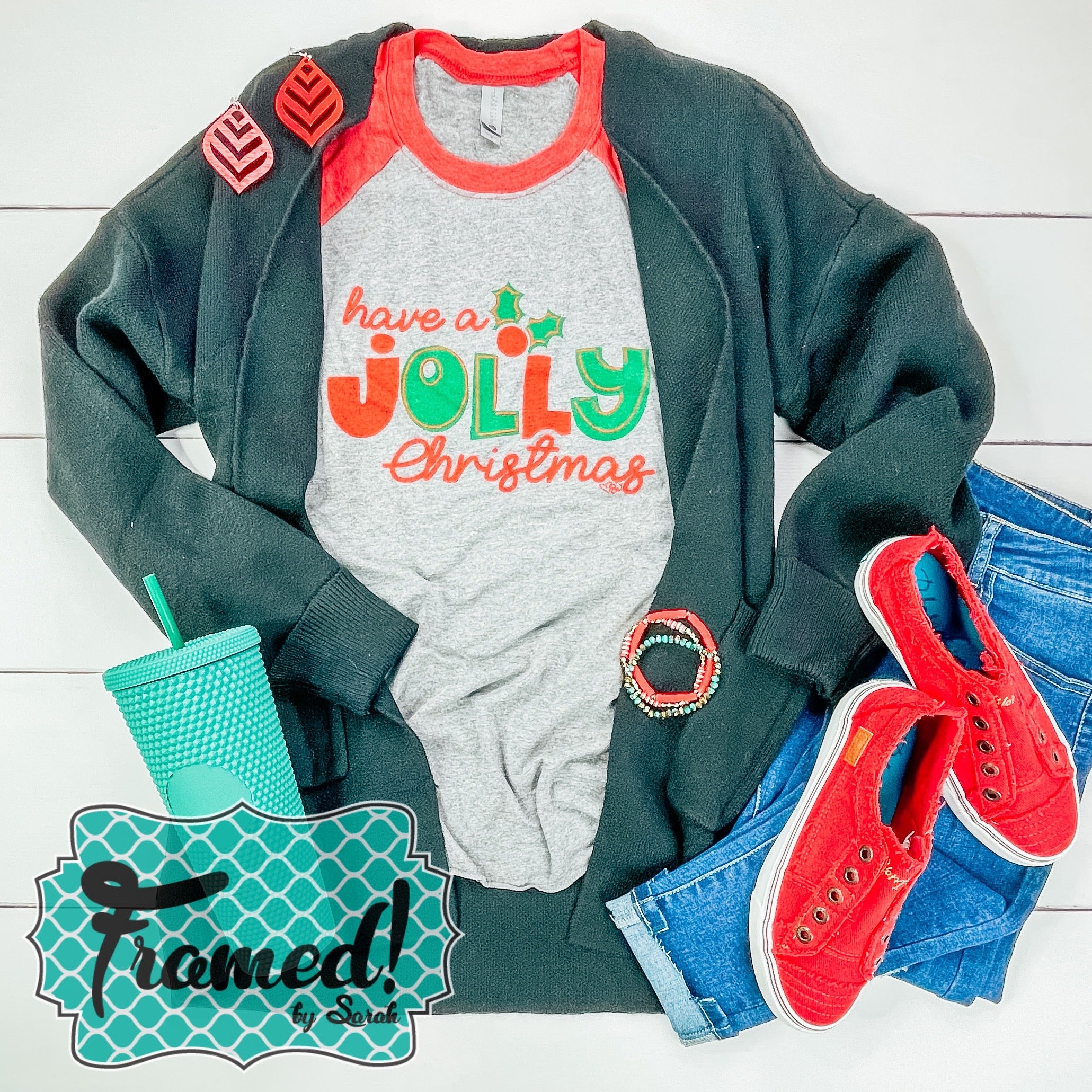 Have a Jolly Christmas Raglan (Small, 2X & 3X Only)