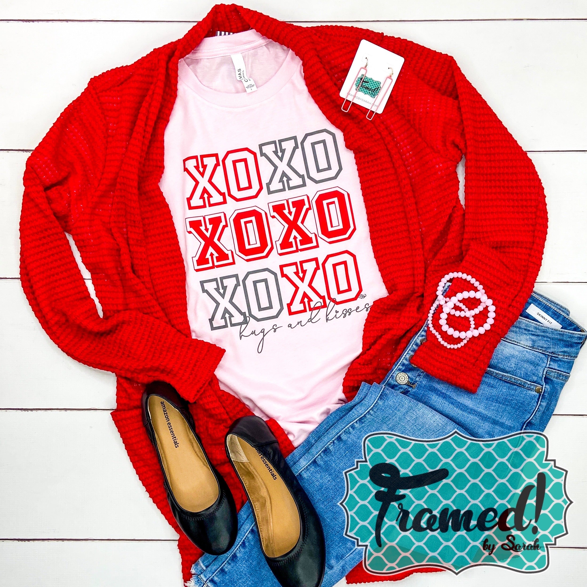 Soft Pink Short Sleeve "XOXO" Valentine Tee (Small Only)