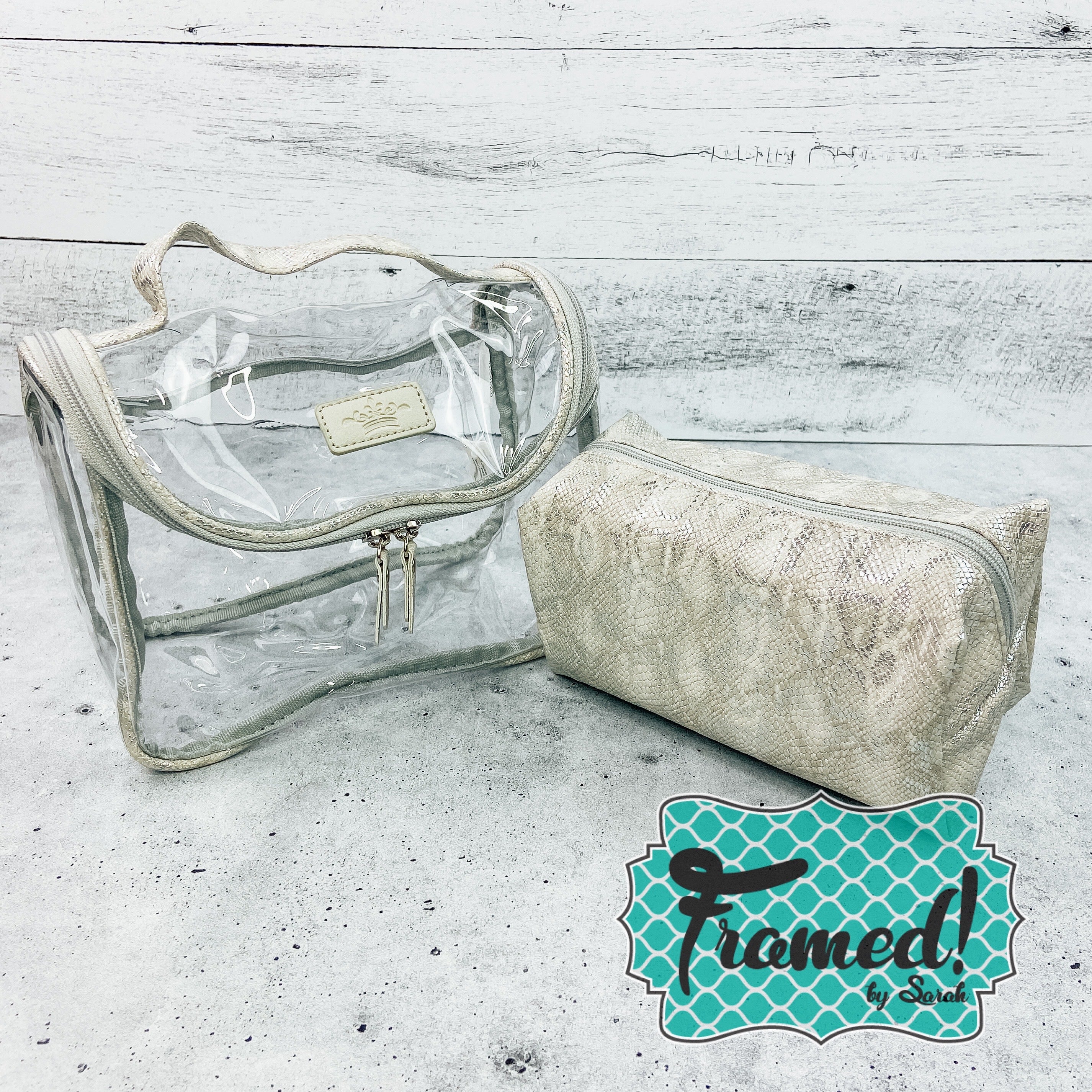 Set of 2 Silver Cosmetic Travel Bags